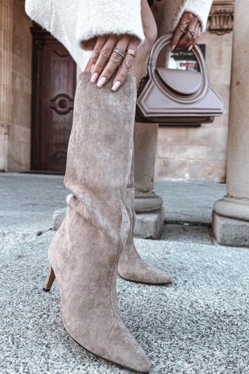 Moteriški užsegami aulinukai su aukštakulniu ir smailiu kulnu smėlio spalvos „Olivienne“ 2