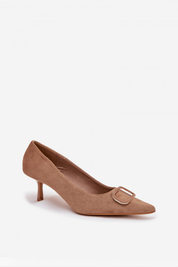 Moteriški tamsiai smėlio spalvos „Amelora“ aukštakulniai su dekoratyvinėmis detalėmis 2