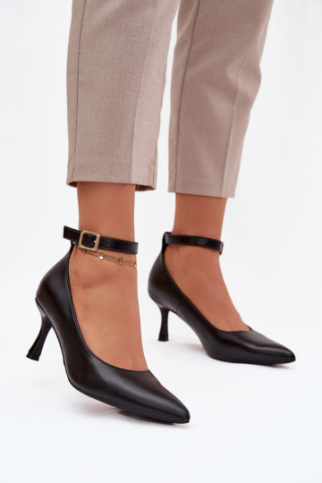 Juodi „Perrine“ bateliai su dirželiu