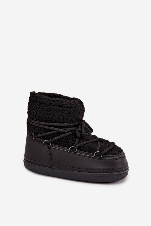 Moteriški sniego batai su ėriuko kailiu, juodi, Belira