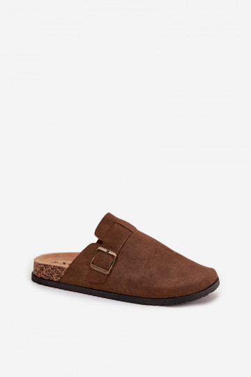 Moteriškos klumpės ir šlepetės su sagtimi, rudos spalvos Selio 2