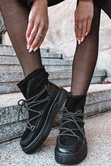 Moteriški juodi „Isalisse“ sniego batai su raišteliais 2