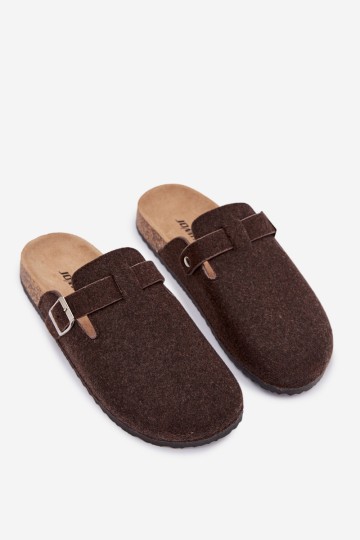 Vyriškos šlepetės su sagtimi šokolado spalvos Luvan