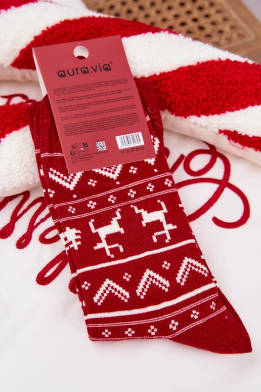 Vyriškos kalėdinės elnio formos raudonos kojinės