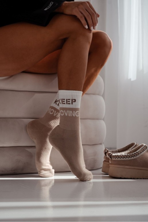 „Keep Moving“ smėlio spalvos moteriškos kojinės