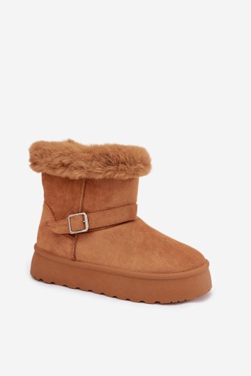 Moteriški platforminiai sniego batai su sagtimi ir kailiu Camel Jesella 2