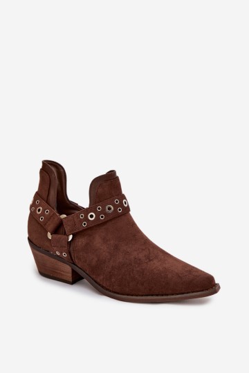 Moteriški aulinukai iki kulkšnių su iškirptėmis ir dirželiais šokolado spalvos Vannessae 2