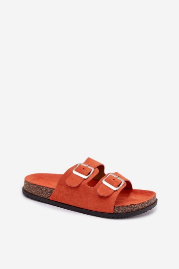 Moteriškos oranžinės „Oliena“ šlepetės su sagtimis 2