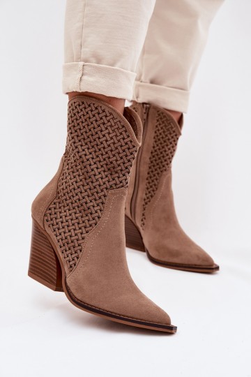 Smėlio spalvos „Rivorina“ ažūriniai aulinukai iki kulkšnių 2