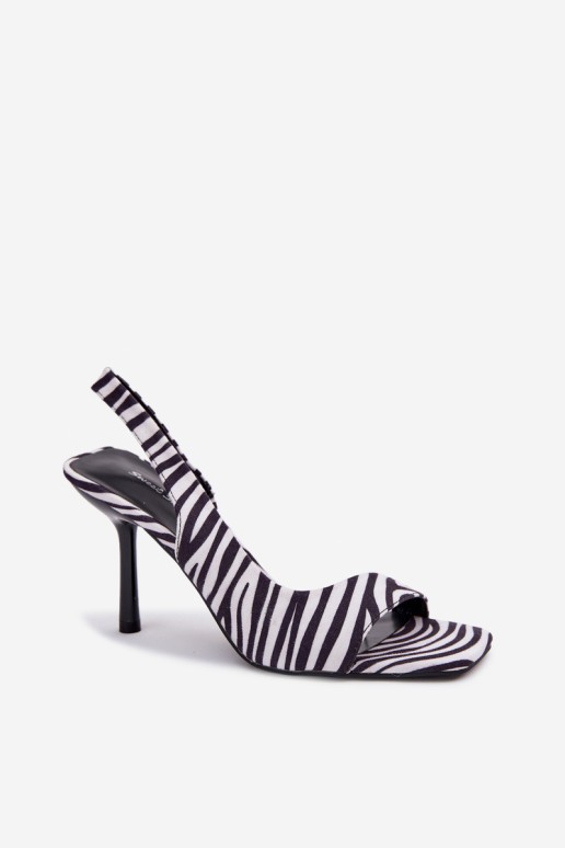 Moteriškos aukštakulnės basutės iš ekologiškos zomšos „Zebra Calvoria“