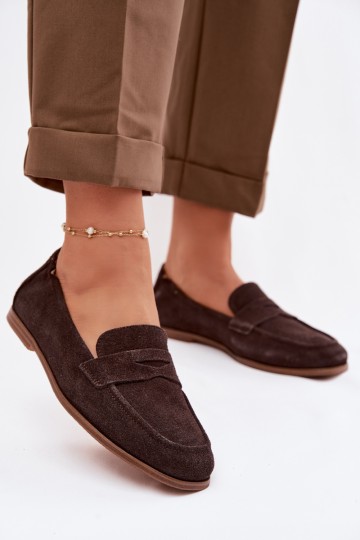 Vinceza 18122 šokolado spalvos natūralios zomšos mokasinai
