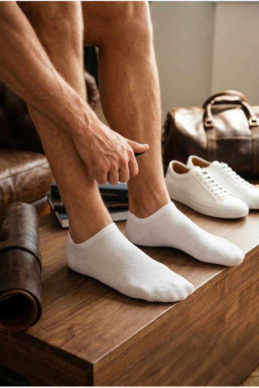Vyriškos kojinės iki kulkšnių ULTRA THIN baltos