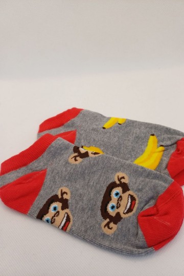 Beždžionės ir banano formos kojinės vaikams ir jaunimui, pilkos 2