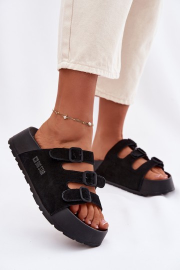 Moteriškos šlepetės su didele platforma ir dirželiais „Big Star TT274531 Black“ 2