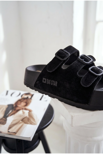 Moteriškos šlepetės su didele platforma ir dirželiais „Big Star TT274531 Black“
