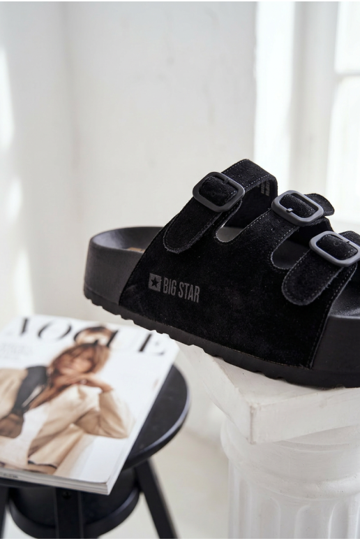 Moteriškos šlepetės su didele platforma ir dirželiais „Big Star TT274531 Black“