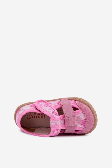 Vaikiškos basos šlepetės „Milamis Shiny Hearts Pink Lumi“