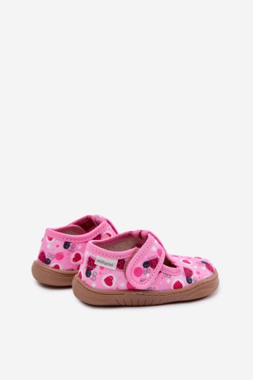 Barefoot mergaitiškos šlepetės su lipdukais, širdelės, Milami Pink, Talirae 2