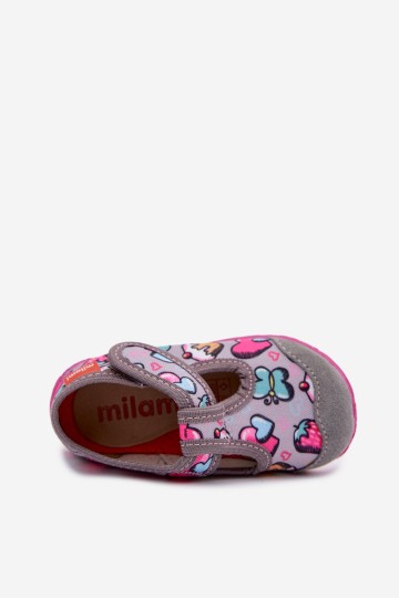 Milami vaikiškos šlepetės su velcro užsegimu, pilkos, Jasimrra