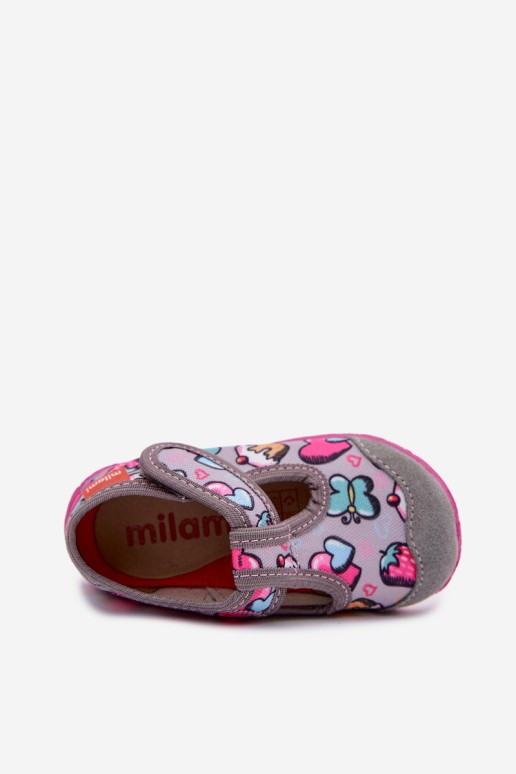Milami vaikiškos šlepetės su velcro užsegimu, pilkos, Jasimrra