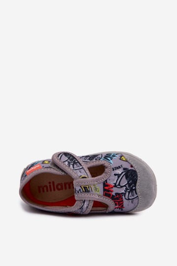 Milami vaikiškos šlepetės su velcro užsegimu, pilkos, Jasimrra