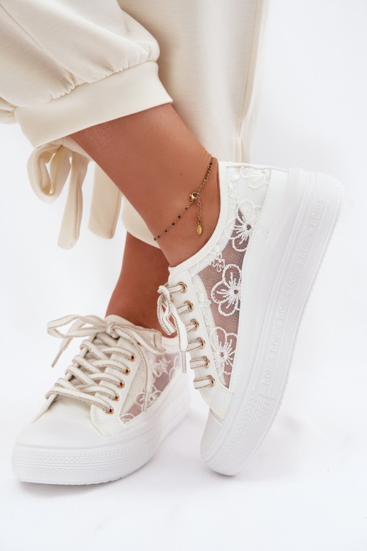 Lee Cooper LCW-26-44-4480 moteriški sportbačiai su raišteliais, balti