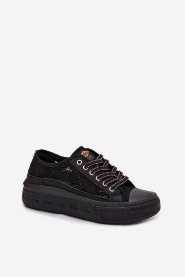 Lee Cooper LCW-26-44-4479 moteriški sportbačiai su raišteliais, juodi 2