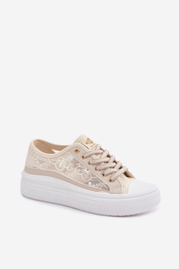 Lee Cooper LCW-26-44-4481 smėlio spalvos moteriški sportbačiai su raišteliais ant platformos 2