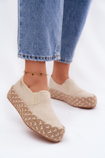 Lee Cooper moteriškos platforminės espadrilės su pynėmis LCW-26-31-4332 Beige