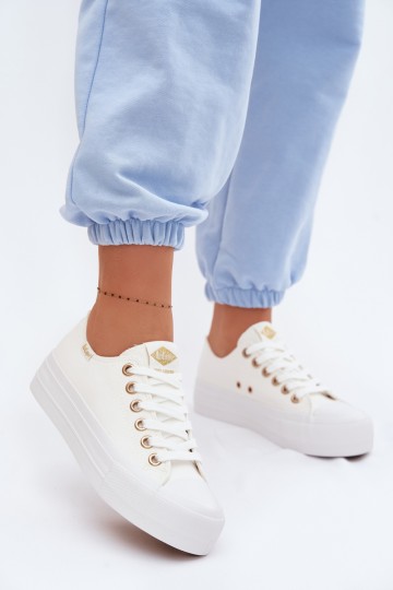 Lee Cooper LCW-26-31-4369 moteriški sportbačiai su platforma, balti