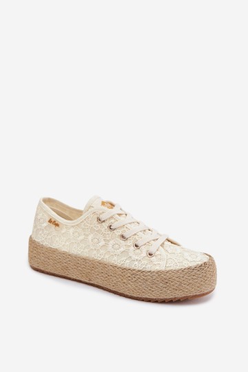Lee Cooper nėriniuoti espadrilių platforminiai sportbačiai LCW-26-31-4328 smėlio spalvos 2