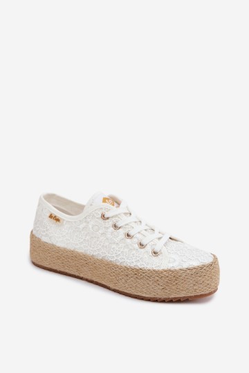 Lee Cooper nėriniuoti espadrilių platforminiai sportbačiai LCW-26-31-4326 balti 2