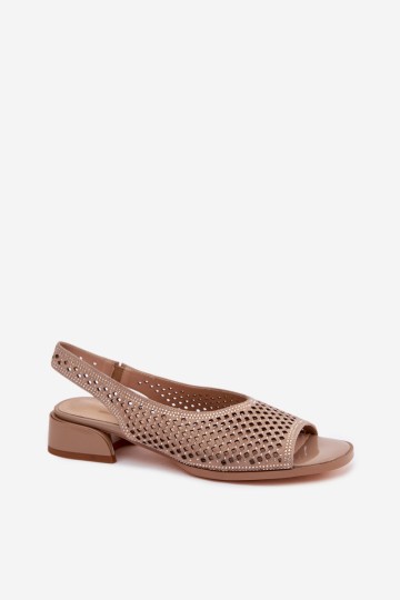 D&A CR61-3131 smėlio spalvos puoštos ažūrinės zomšinės basutės 2