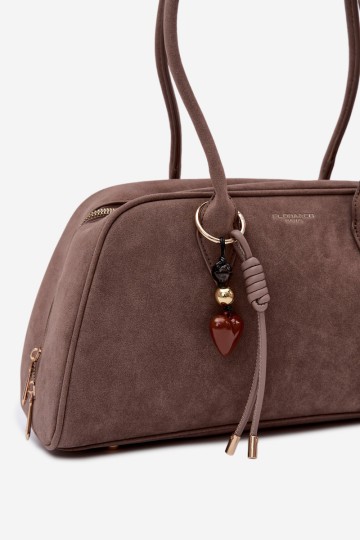 Flora&Co tamsiai smėlio spalvos zomšos „Noelia“ rankinė su raktų pakabuku