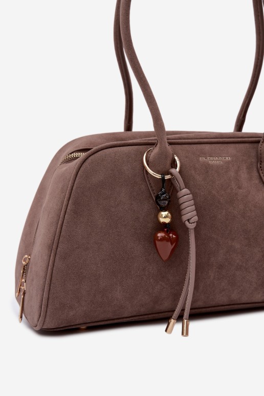 Flora&Co tamsiai smėlio spalvos zomšos „Noelia“ rankinė su raktų pakabuku