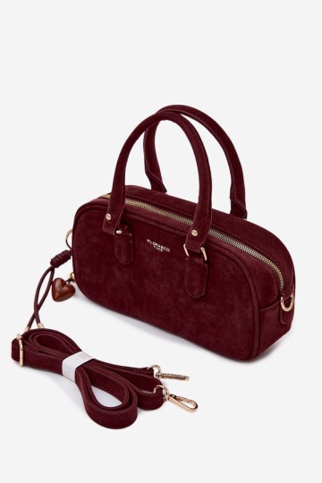 Flora&Co mažas bordo spalvos zomšinis Annelle krepšys 2