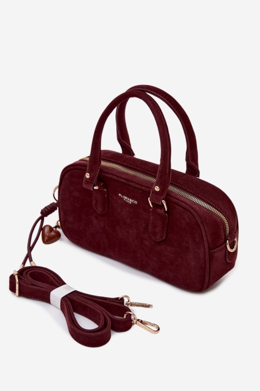Flora&Co mažas bordo spalvos zomšinis Annelle krepšys