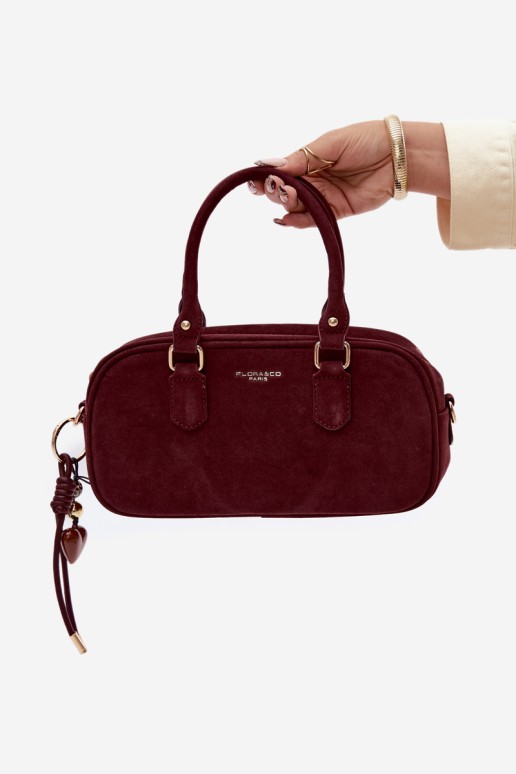 Flora&Co mažas bordo spalvos zomšinis Annelle krepšys
