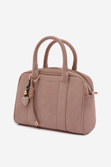 Flora&Co Sorielle smėlio spalvos zomšinis rankinukas su raktų pakabuku