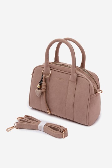 Flora&Co Sorielle smėlio spalvos zomšinis rankinukas su raktų pakabuku 2