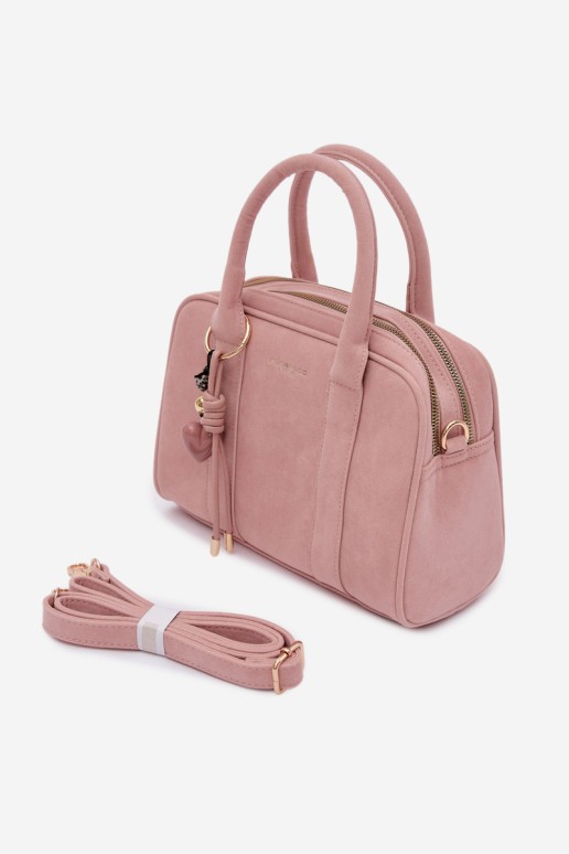Flora&Co Sorielle rožinės zomšos rankinė su raktų pakabuku