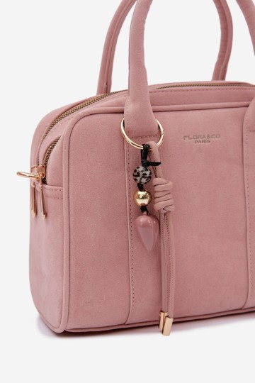 Flora&Co Sorielle rožinės zomšos rankinė su raktų pakabuku