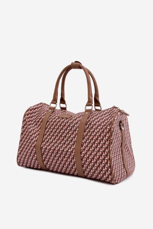 „Flora&Co“ raštuotas rudas moteriškas kelioninis krepšys „Nelle“