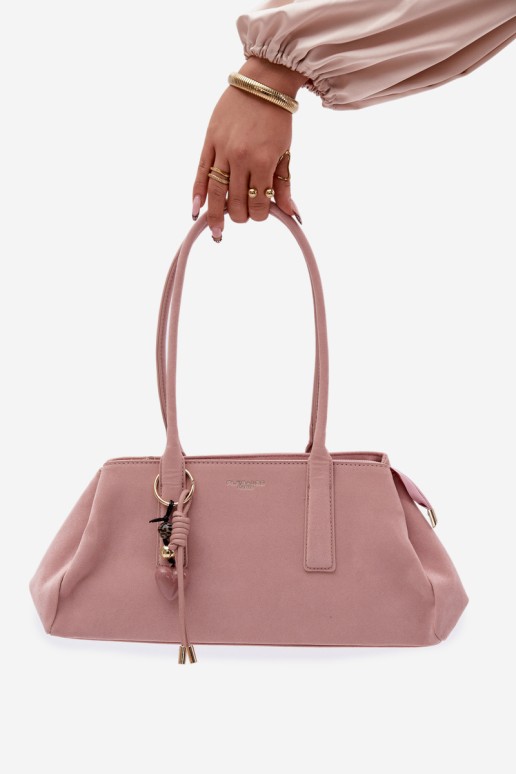 Flora&Co rožinė Nelina zomšos rankinė su raktų pakabuku