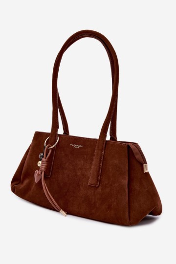 Flora&Co Camel spalvos Nelina zomšinė rankinė su raktų pakabuku