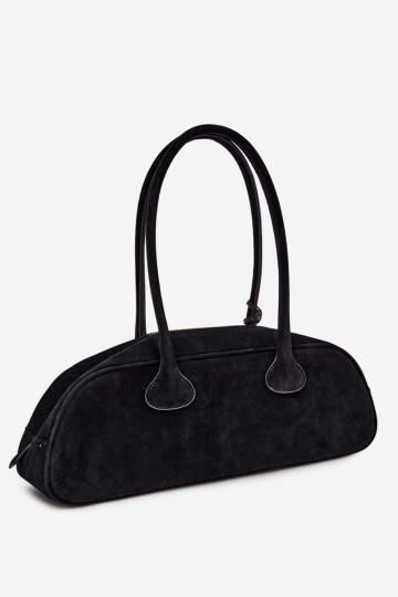 Flora&Co Baguette zomšinė rankinė su takso pakabuku, juoda Anete 2