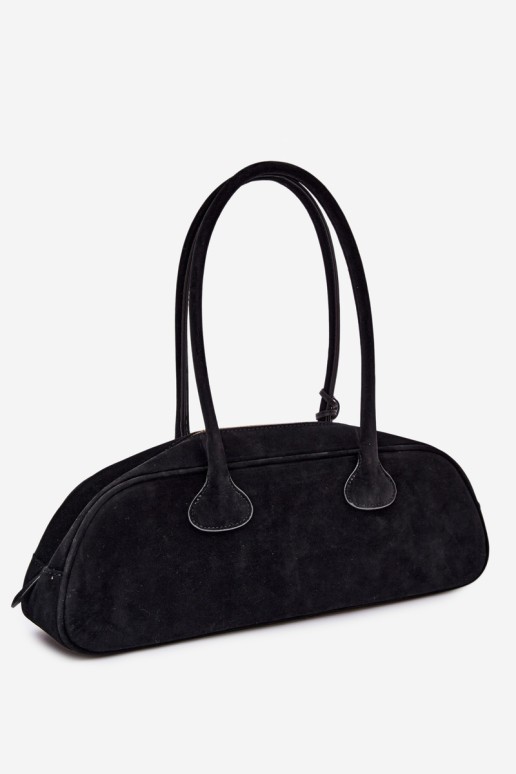 Flora&Co Baguette zomšinė rankinė su takso pakabuku, juoda Anete