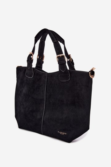 Flora&Co moteriška zomšinė juoda klarneto spalvos rankinė