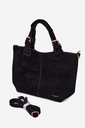 Flora&Co moteriška zomšinė juoda klarneto spalvos rankinė 2
