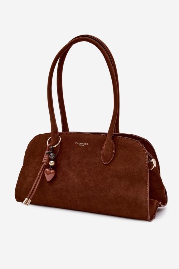 „Flora&Co“ Camel Violette zomšinė rankinė su raktų pakabuku ir sagtimis